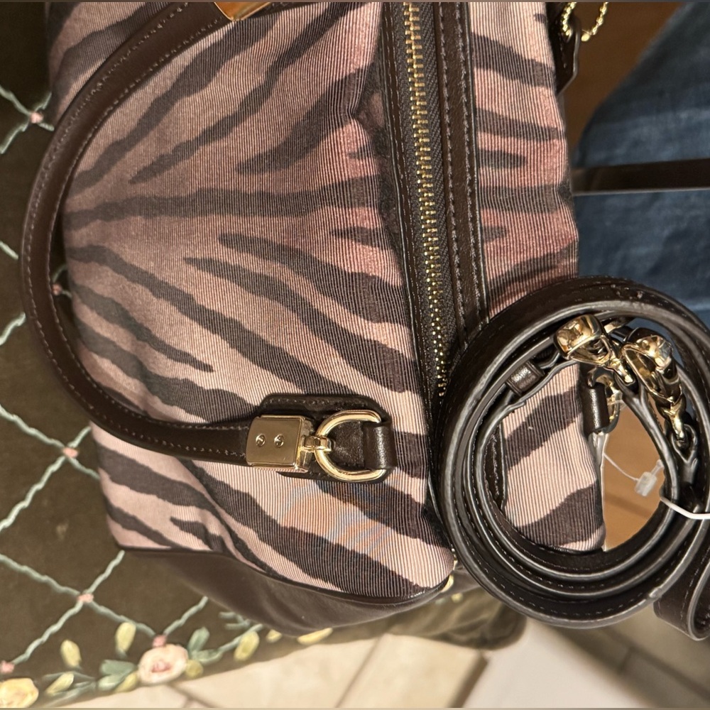 Coach Madison Zebra Print Mini Satchel Bag  Crossbody strap include - Picture 8 of 15